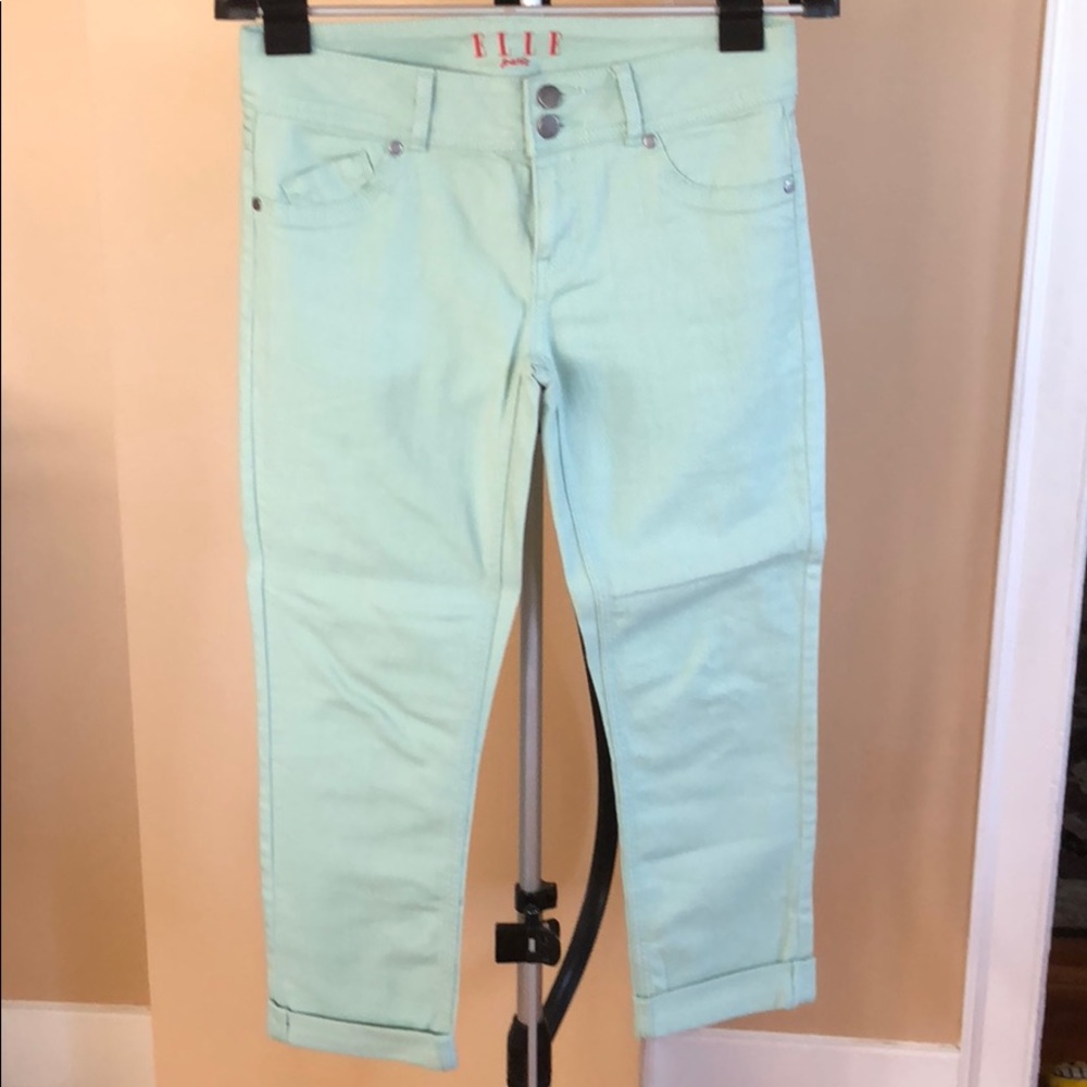 Elle cropped mint colored jeans